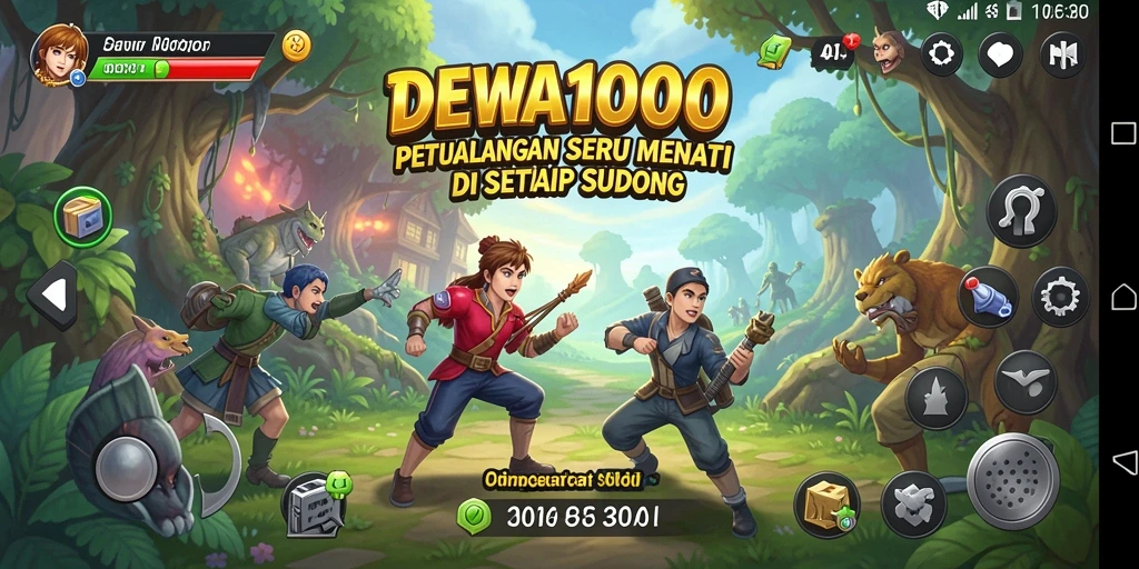 Screenshot menunjukkan petualangan mendebarkan dalam DEWA1000.