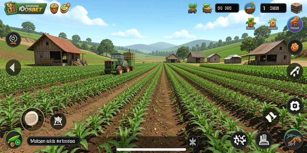Tampilan screenshot IOSBET menampilkan kebun yang indah dengan berbagai tanaman yang sedang tumbuh.
