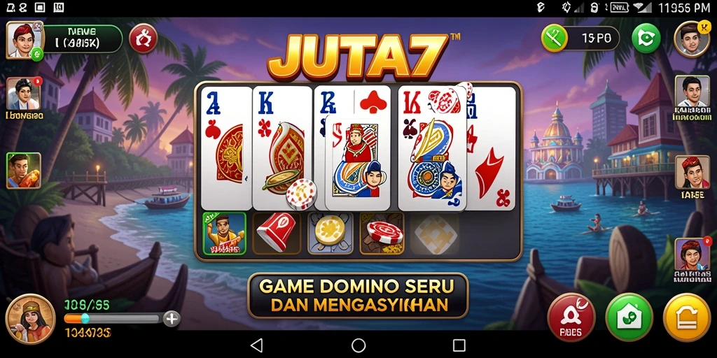Screenshot gameplay JUTA7 yang menampilkan serunya permainan Domino.