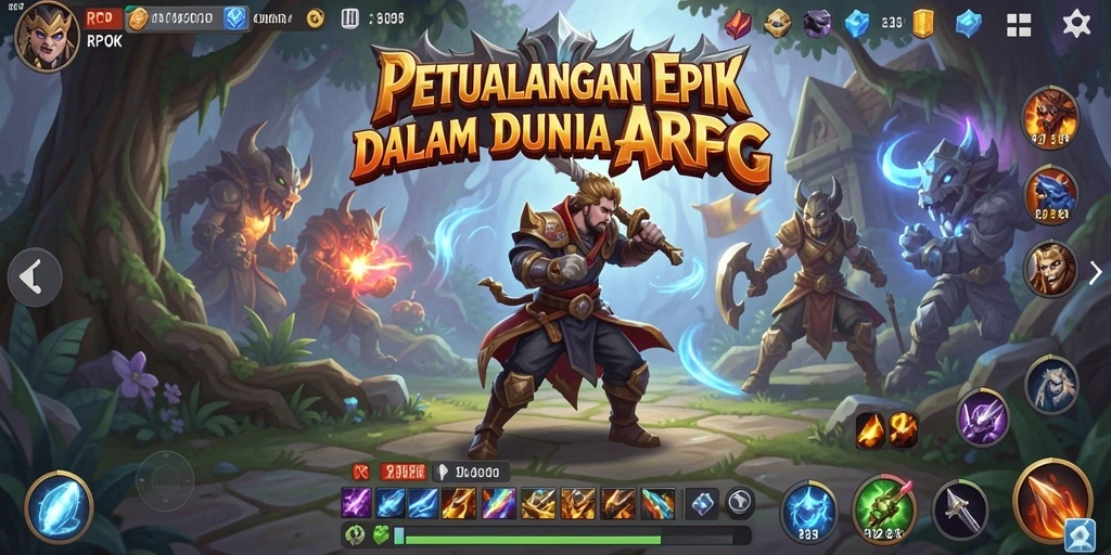 Screenshot gameplay RPOK yang menunjukkan pertarungan epik dan eksplorasi.