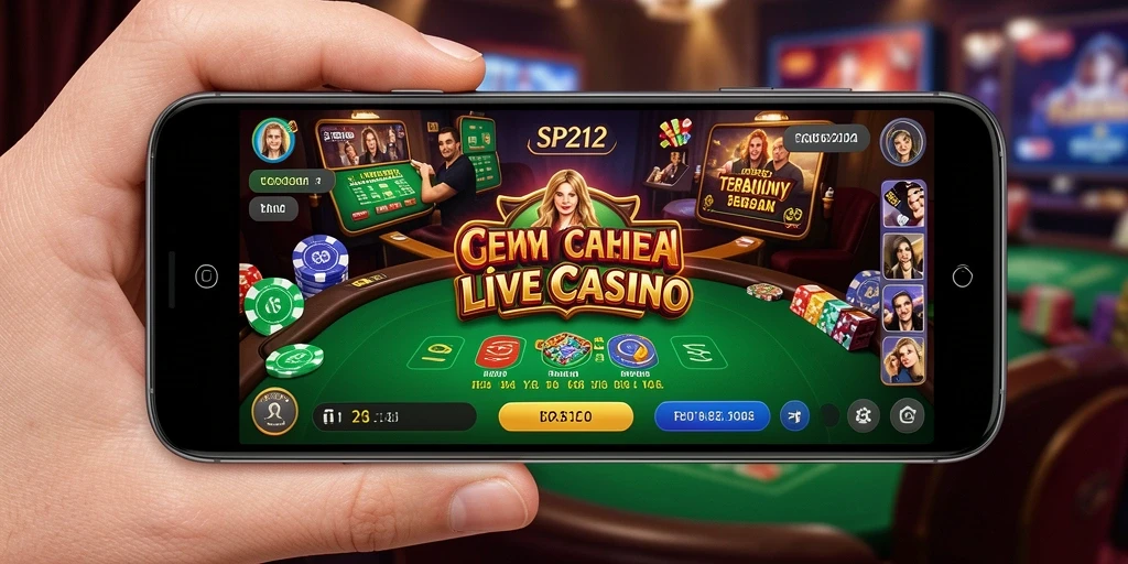 Screenshot gameplay SP212 dengan dealer Live Casino yang profesional.