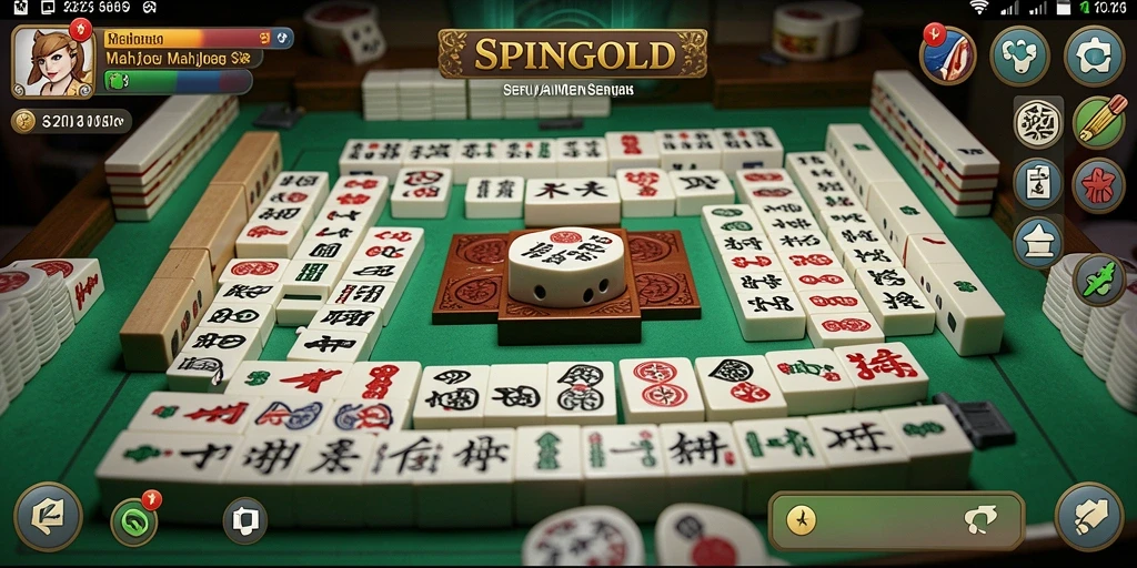Screenshot gameplay SPINGOLD menampilkan suasana permainan Mahjong yang mendebarkan.