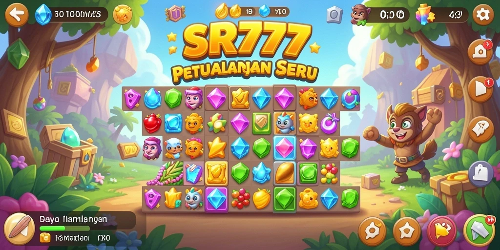 Screenshot gameplay yang menunjukkan kombinasi elemen Match-3 yang seru.