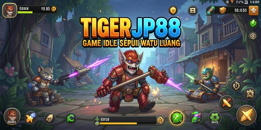 Tampilan gameplay seru dari TIGERJP88 dengan karakter dan item yang beragam.