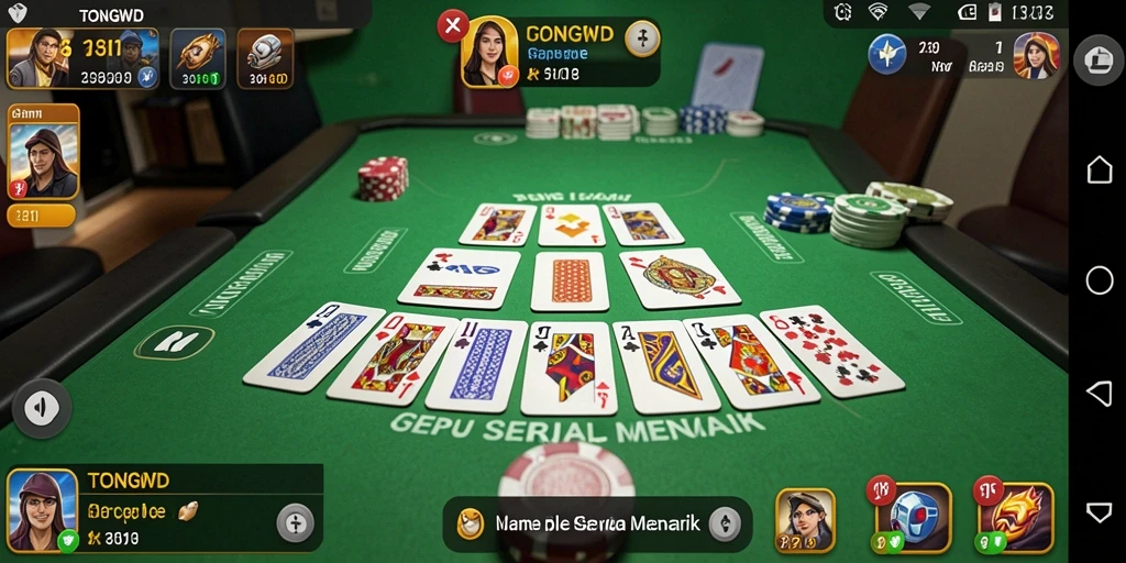 Tampilan gameplay seru dalam TONGWD dengan kartu Gaple.