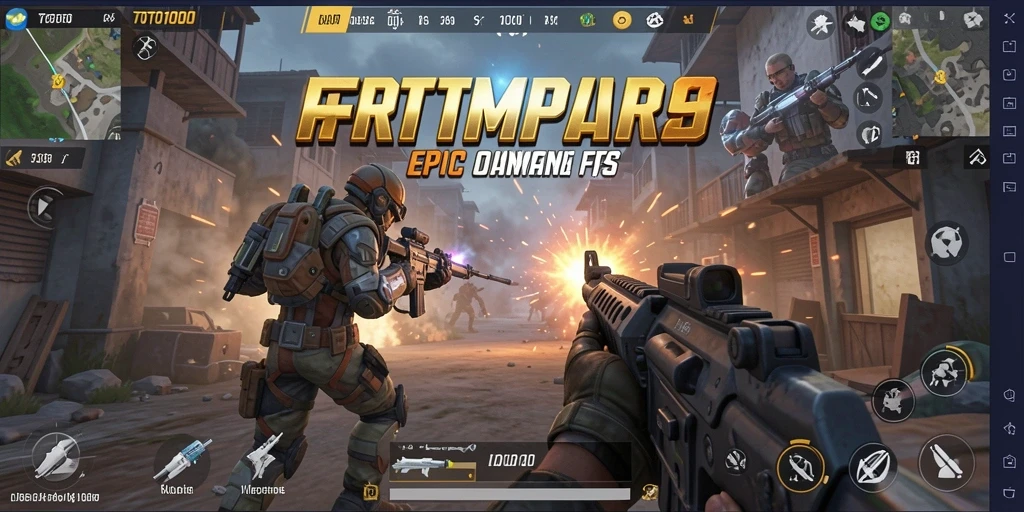 Tangkapan layar memperlihatkan pertempuran seru dalam TOTO1000 dengan aksi FPS cepat.