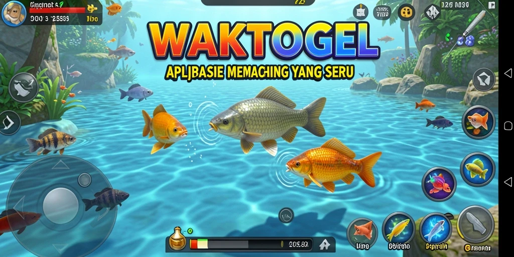 Gameplay seru WAKTOGEL dengan memancing ikan besar.